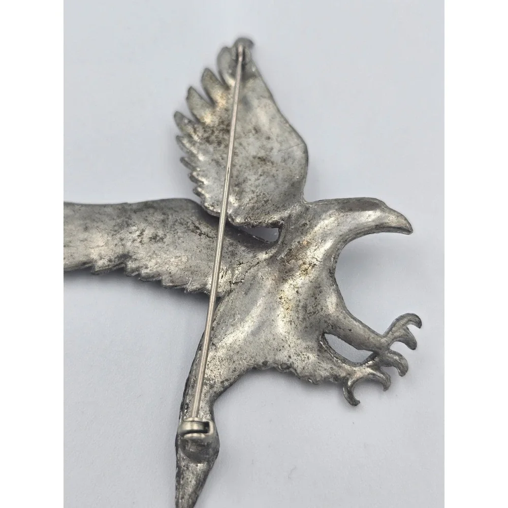 Vintage Patriotic WWII‎ Sweetheart Brooch Red White & Blue Eagle Figural Pot